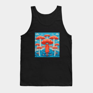 Red and Blue Retro Psychedelic Mushroom Tank Top